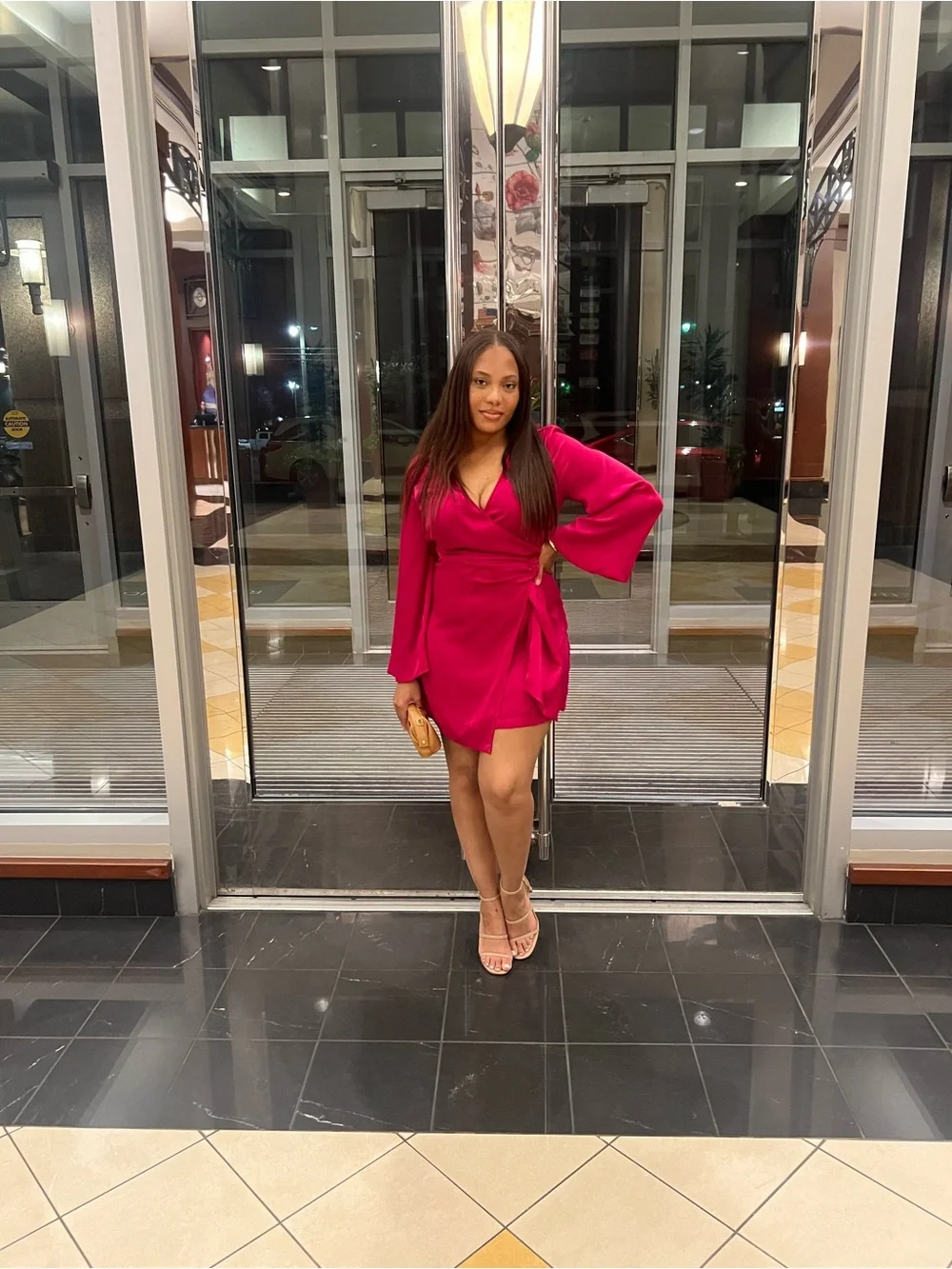 Zara Fuchsia Satin Dress - Picture 7 of 7